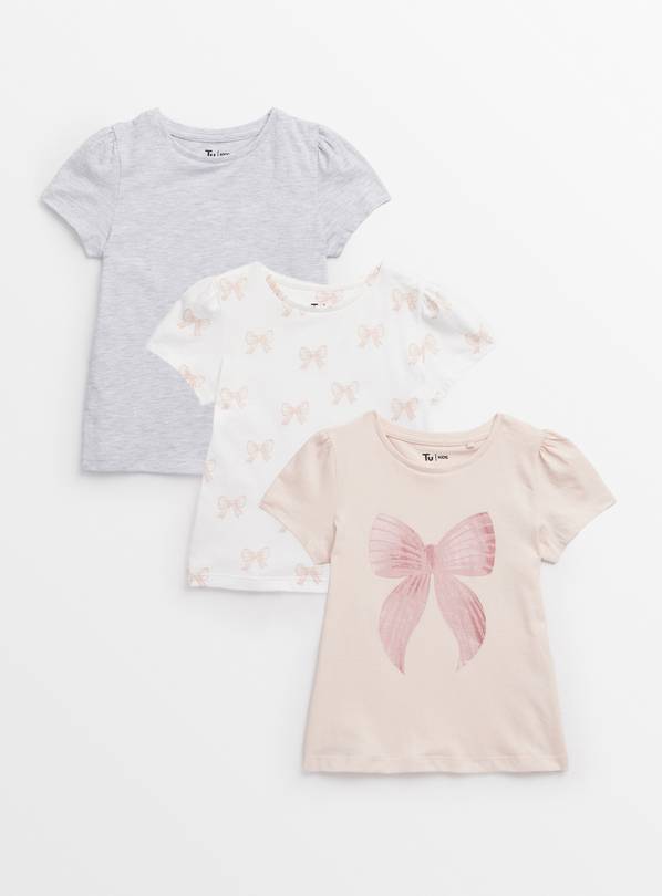 Bow Print T-Shirts 3 Pack 1-2 years